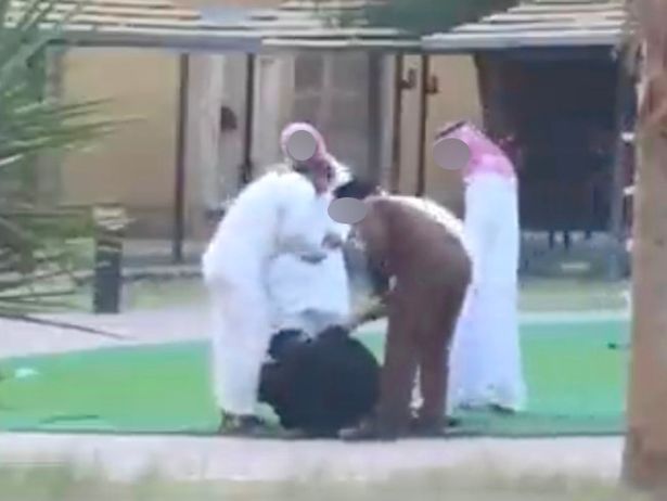 Saudi guards beat young women