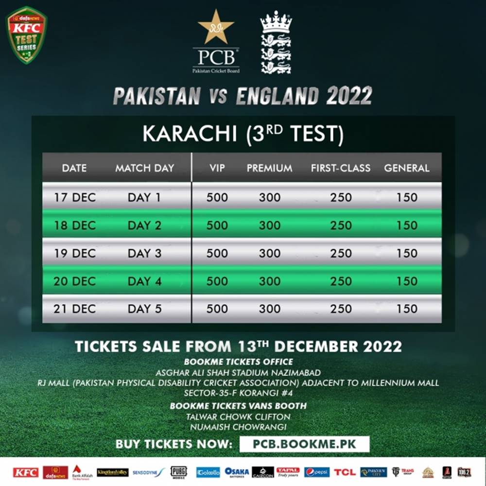 How to Buy Tickets For Pakistan vs England Test Match in Karachi?