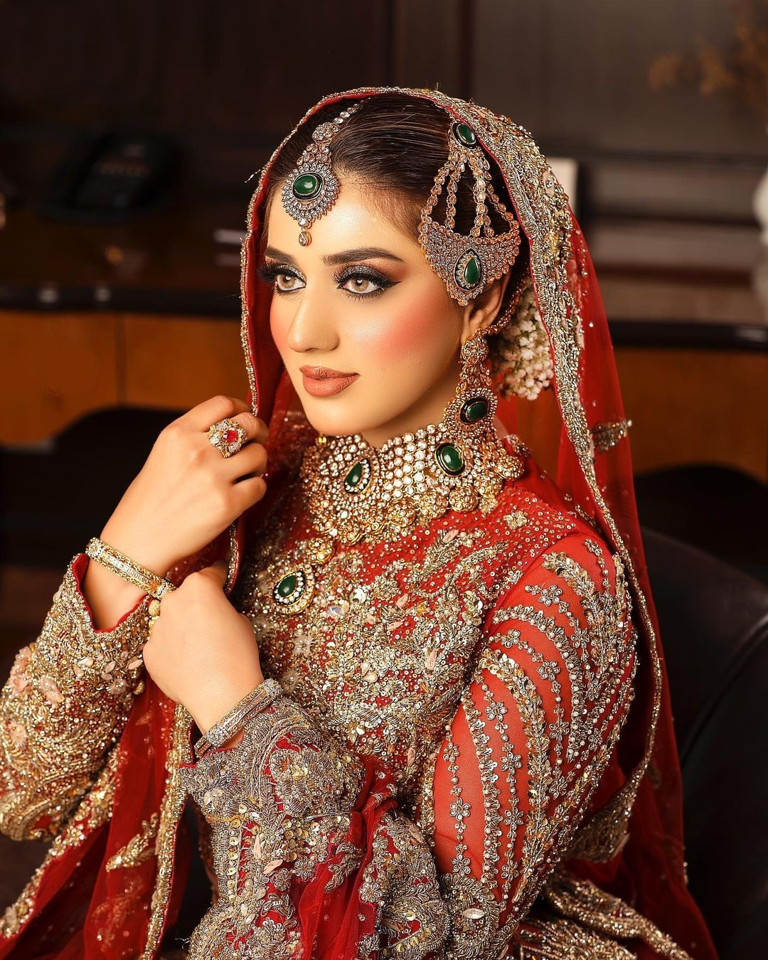 Jannat Mirza Looking Fabulous In A Scarlet Red Bridal Lehenga Pictures