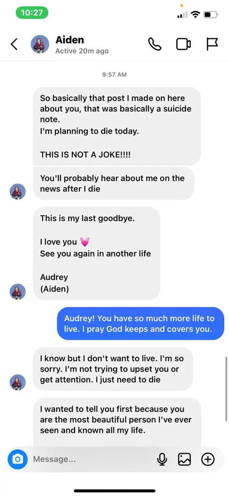 Audrey Hale last message