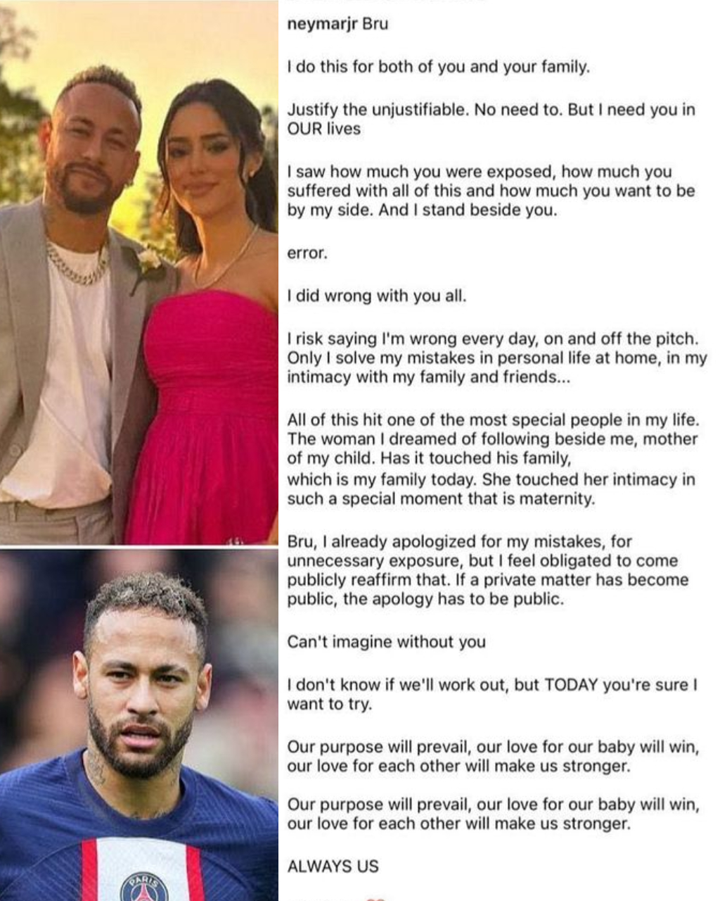 Neymar Publicly Apologizes