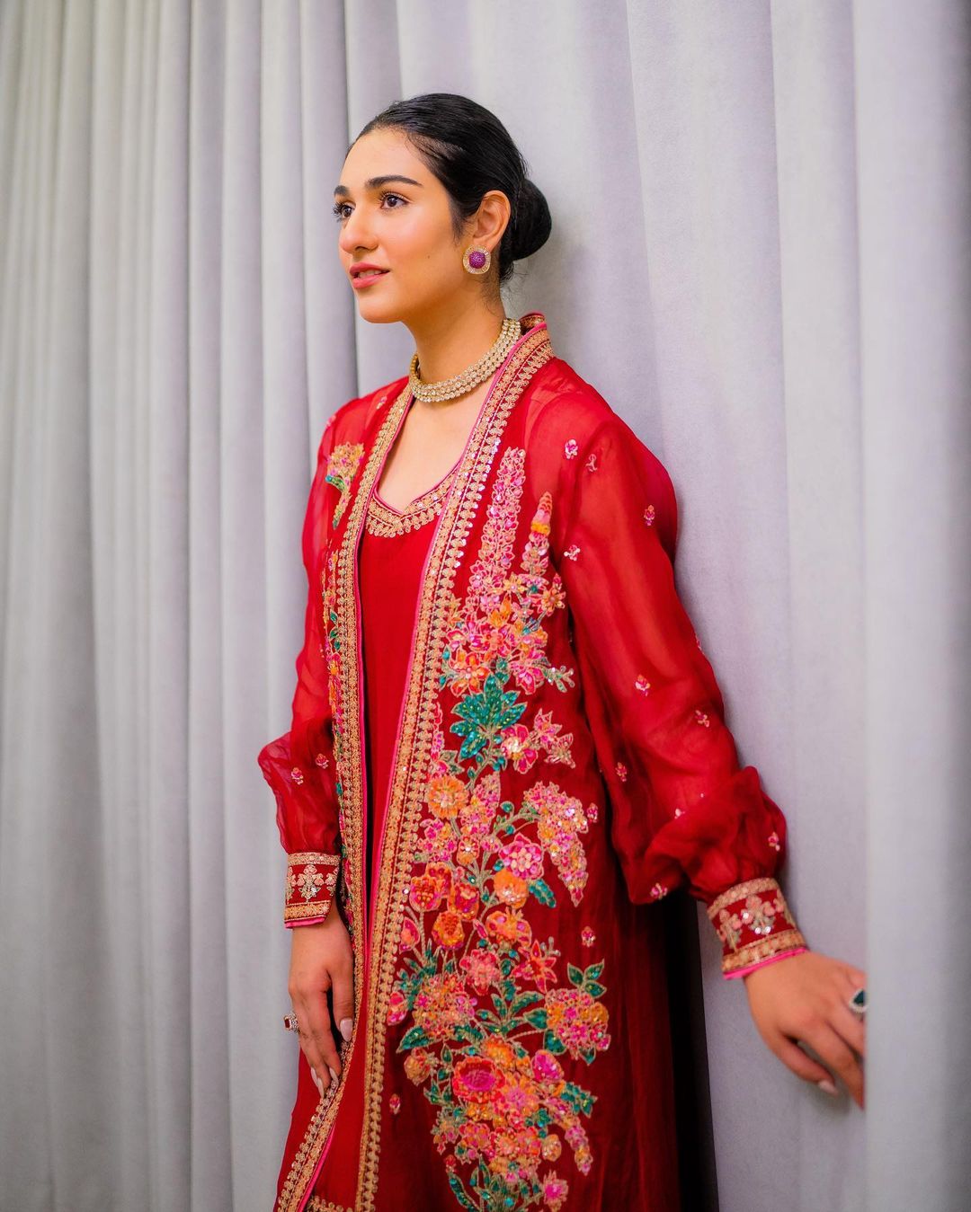 Sarah Khan in Red Dress by Zainab Salman<div style=